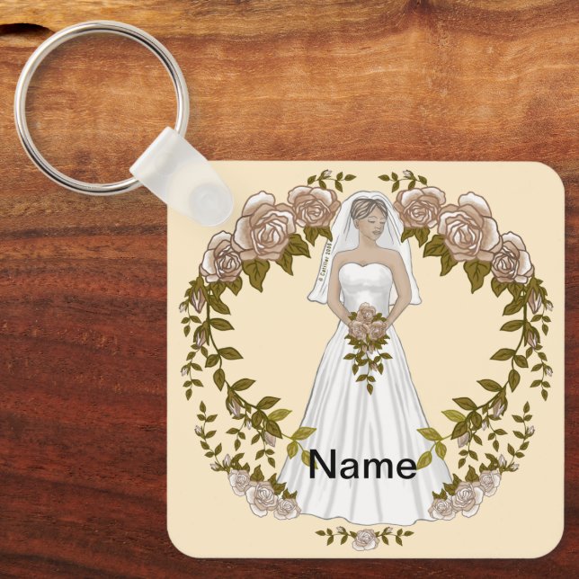 Porte-clés Porte - clé de mariage personnalisé Loving Bride (Recto)
