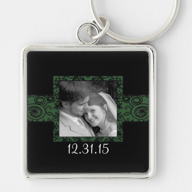 Porte-clés Porte - clé de Mariage Tourbillonnant noir et vert (Devant)