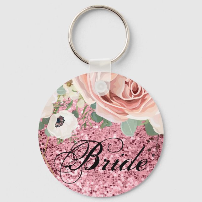 Porte-clés Porte - clé de mariée Géométrique Rose Parties sci (Recto)
