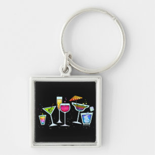 PORTE-CLÉS PORTE - CLÉ DE MÉTAL EN VERRE DE COCKTAIL