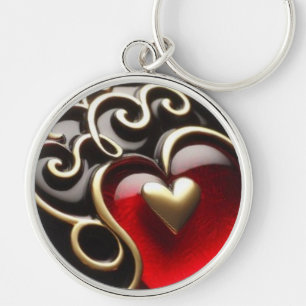 Porte-clés Porte - clé de métal or Rose de coeur