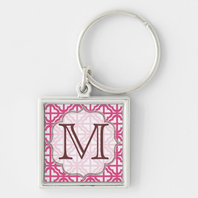 Porte-clés Porte - clé de monogramme à quartz rose chaud (Devant)
