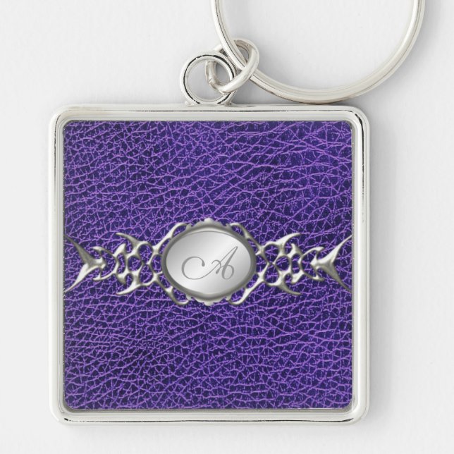 Porte-clés PORTE - CLÉ de monogramme de croc pourpre et d'égo (Devant)