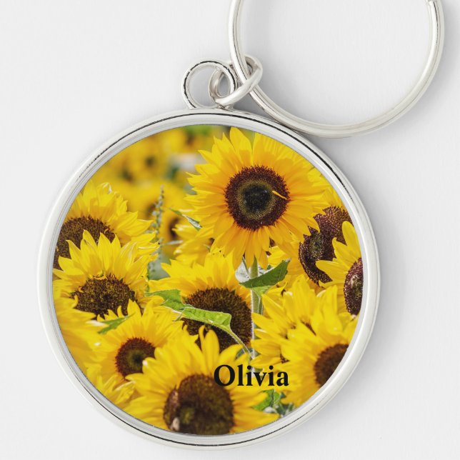 Porte-clés Porte - clé de monogramme de tournesol personnalis (Devant)