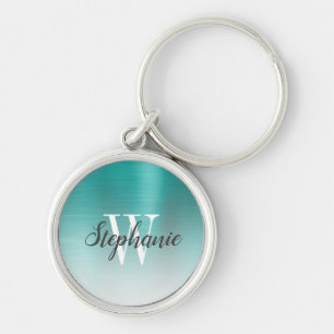Porte-clés Porte - clé de monogramme en métal brossé vert per