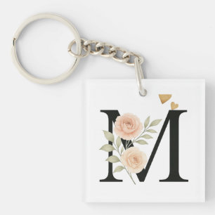 Porte-clés > _Porte - clé de monogramme floral - Lettre M_