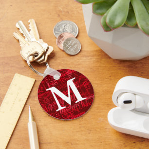 Porte-clés Porte - clé de monogramme rouge personnalisé