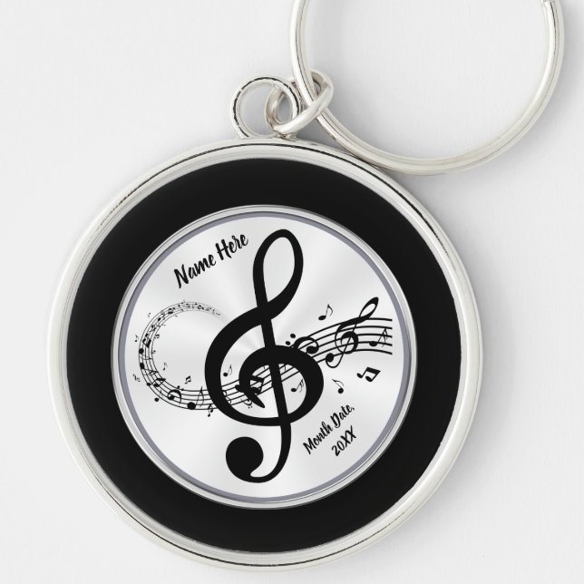 Porte-clés Porte - clé de musique personnalisé, Treble Clef (Devant)