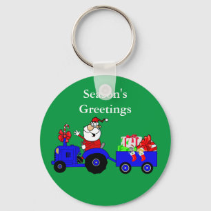 Porte-clés Porte - clé De Noël Avec Tracteur Père Noël Et Cad