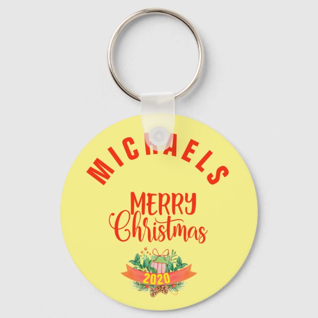Porte-clés Porte - clé de Noël familial personnalisé, Noël (Recto)