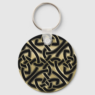 Porte-clés Porte - clé de noeud celtique en métal noir et or