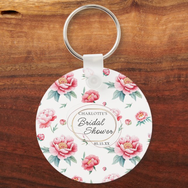 Porte-clés Porte - clé de nom personnalisé de la pivoine (Recto)