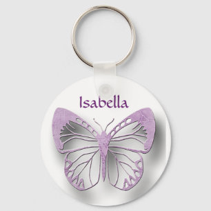 Porte-clés Porte - clé de papillon blanc et violet personnali