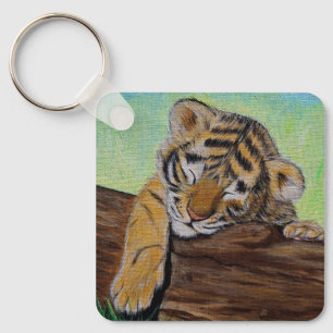 Porte-clés Porte - clé de peinture de Tiger Cub dormant