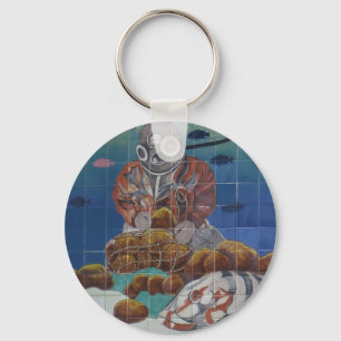 Porte-clés Porte - clé de peinture murale de plongeur