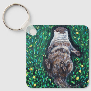 Porte-clés Porte - clé de peinture sur Otter de rivière déten