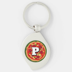 Porte-clés Porte - clé de pizza monogramme