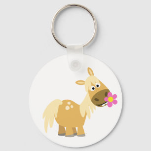 Porte-clés Porte - clé de poney et de fleur de bande dessin
