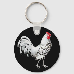 Porte-clés Porte - clé de poulet de Hambourg en argent frangé