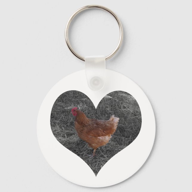 Porte-clés Porte - clé de poulet en forme de coeur (Recto)