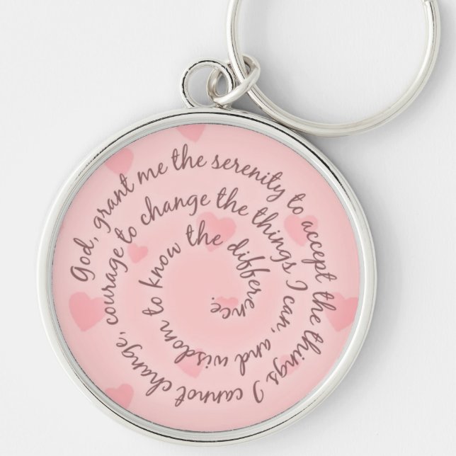 Porte-clés Porte - clé de prière Serenity Coeurs roses (Devant)