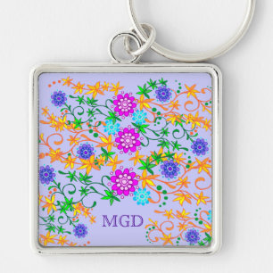 Porte-clés Porte - clé de prime de monogramme de fleurs