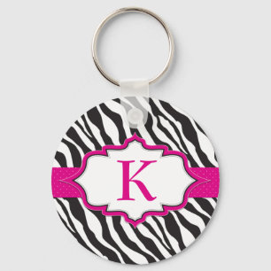 Porte-clés Porte - clé de ruban rose Zebra Monogram