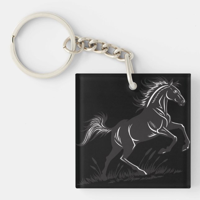 Porte-clés Porte - clé de silhouette du cheval d'élevage (Devant)