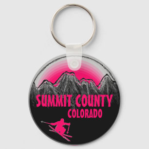 Porte-clés Porte - clé de skieur rose du comté de Summit
