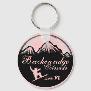Porte-clés porte - clé de snowboard rose Breckenridge Colora