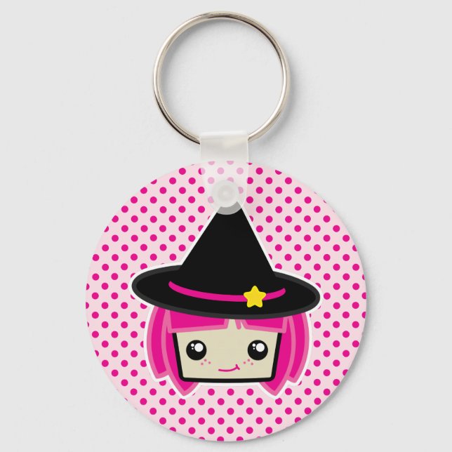 Porte-clés Porte - clé de sorcière Kawaii Pink Haired (Recto)