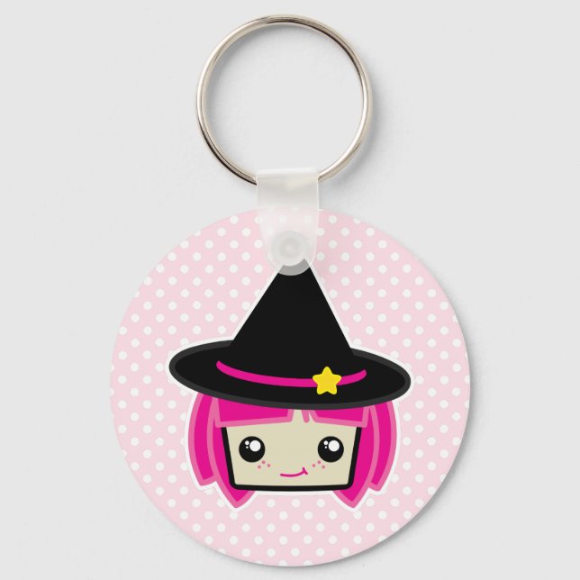 Porte-clés Porte - clé de sorcière Kawaii Pink Haired (Recto)