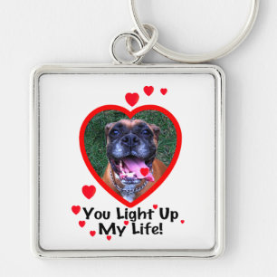 Porte-clés Porte - clé de sourire de carré de chien de boxeur