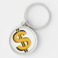 Porte - clé de symbole dollar de l'or 3D