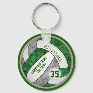 Porte-clés porte - clé de volley-ball gris vert avec nom de l