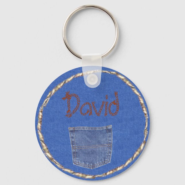 Porte-clés Porte - clé Denim et poche avec nom (Recto)