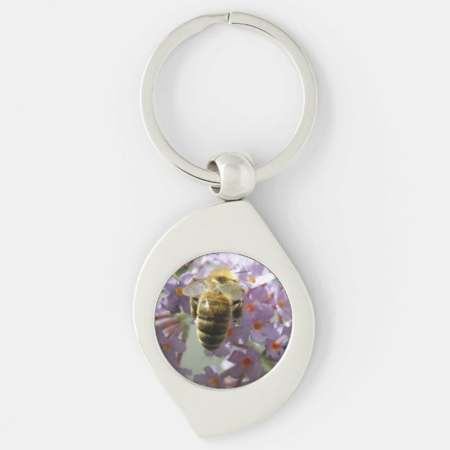 Porte-clés Porte - clé des fleurs d'abeilles et de bouddleia (Devant)