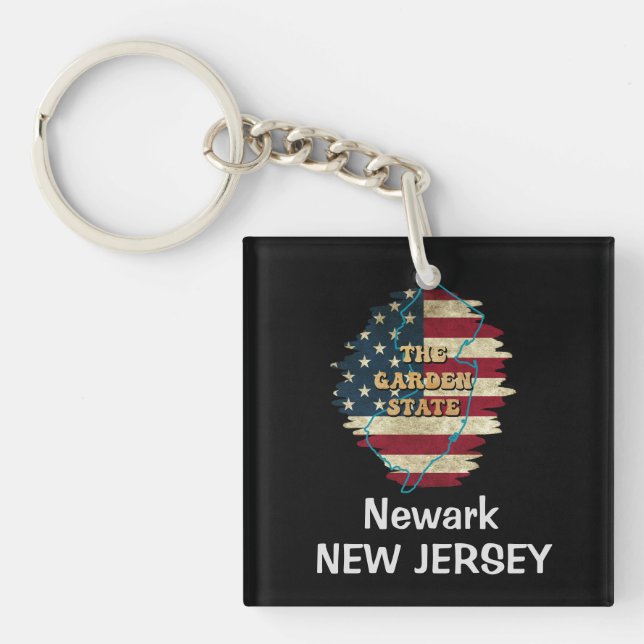 Porte-clés Porte - clé d'état New Jersey personnalisé (Devant)
