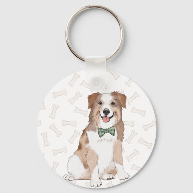 Porte-clés Porte - clé d'illustrations de chiens Shepard aust (Recto)