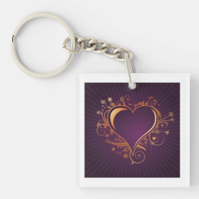 Porte-clés Porte - clé d'or de coeur (Devant)