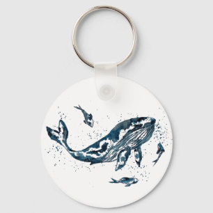 Porte-clés Porte - clé du bouton de baleine d'aquarelle