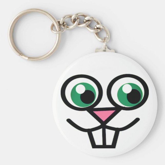 Porte-clés Porte - clé du bouton Face du lapin mignon (Devant)