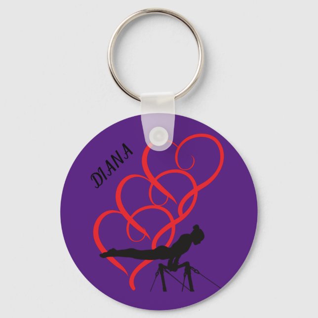 Porte-clés Porte - clé du bouton Gymnastique. Nom personnalis (Recto)