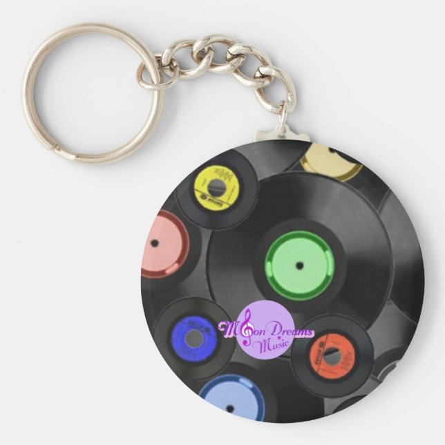 Porte-clés Porte - clé du bouton Rétro Enregistrements (Devant)