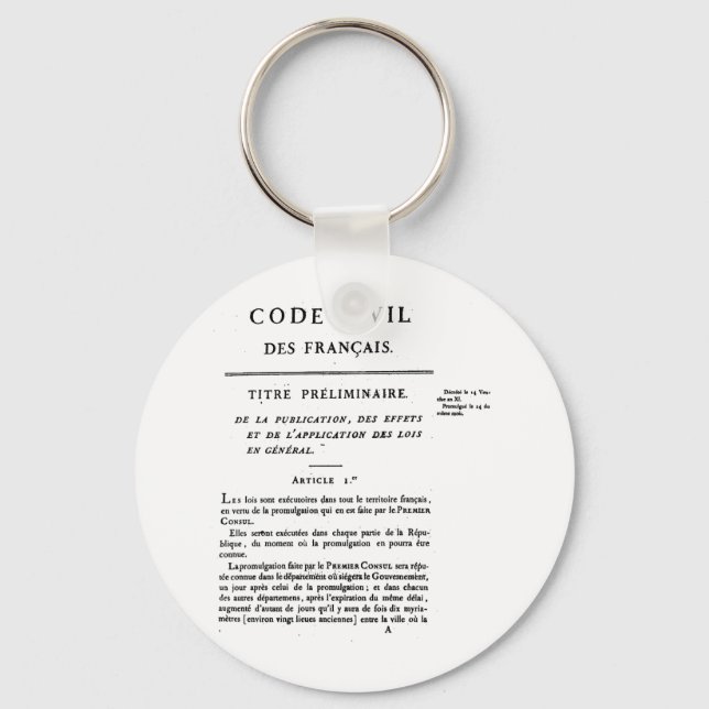 Porte-clés Porte - clé du Code civil français. (Recto)