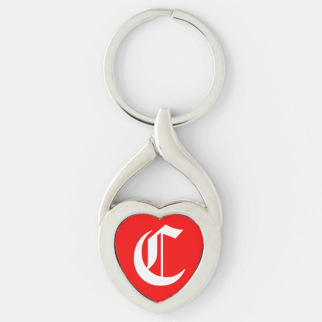 Porte-clés porte - clé du coeur rouge "C" (Devant)