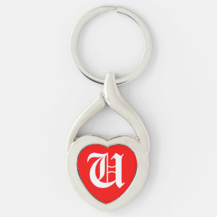 Porte-clés porte - clé du coeur rouge "U"
