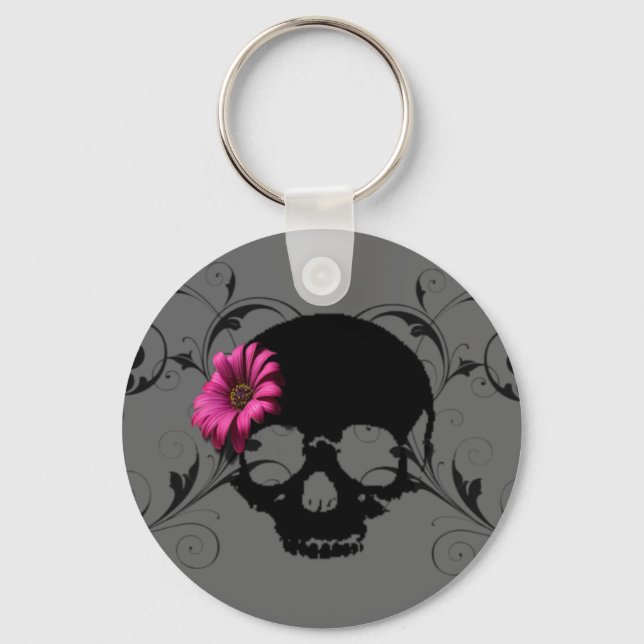 Porte-clés porte - clé du crâne de fleurs (Recto)