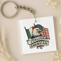 Porte - clé du drapeau américain italien | Patrimo