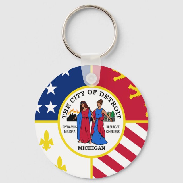 Porte-clés Porte - clé du drapeau de Detroit (Michigan) (Recto)